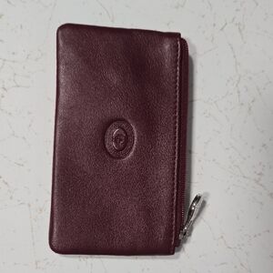 Cartier Italian Leather Zip Wallet in Deep Burgundy with Embossed Logo